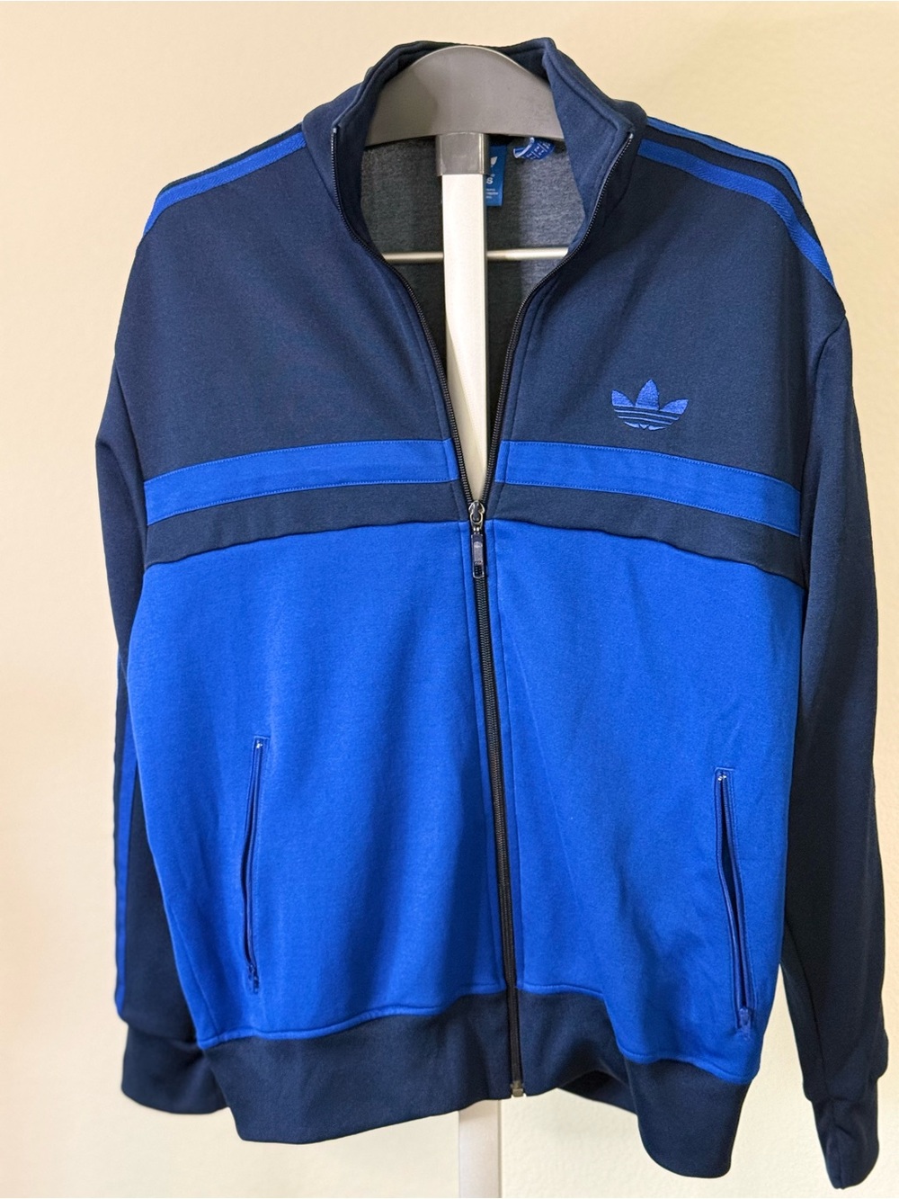 adidas Originals Men's Navy and Royal Blue Zip-Up Track Jacket